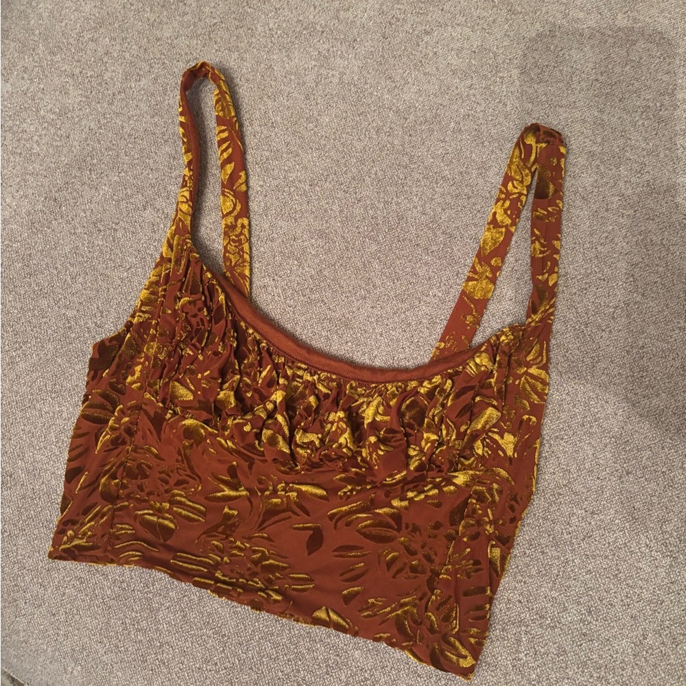 Urban Outfitters Floral Velvet Crop Top